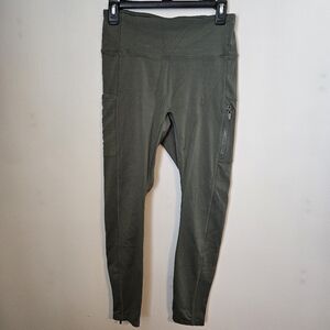 Fabletics Leggings Olive Green High-Waisted Motion 365 Solid Neutral casual